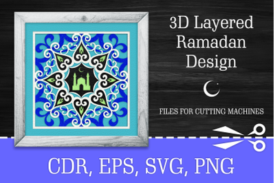 3d Layered Ramadan Design with Mosque SVG