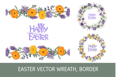 Easter wreath, border