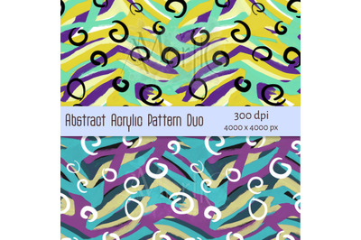 Abstract Acrylic ZigZag Patterns Duo