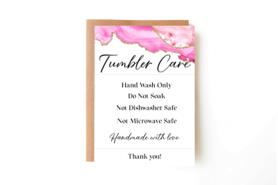 Pink Tumbler Care Card