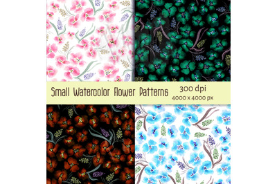 Small Watercolor Flower Patterns Bundle