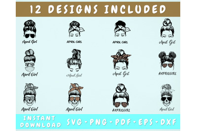 12 April Girl SVG Bundle, Cricut Cut Files