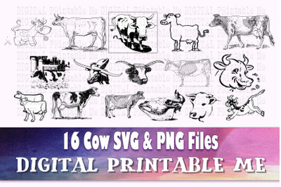Cow svg, PNG, clip art, 10 Digital, illustration, farm graphic, drawin