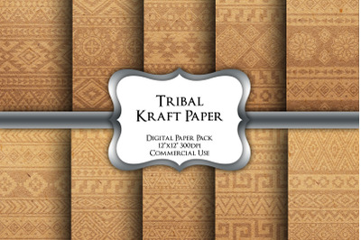 Tribal Kraft Paper Digital Paper Pack