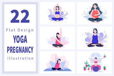 22 Pregnancy Yoga Meditation Illustration