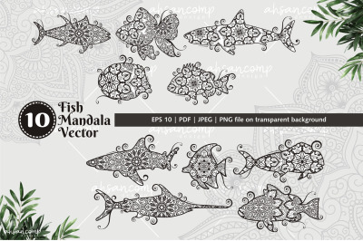 Fish Mandala Vector Line Art Bundle