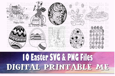 Easter svg, Illustration, Drawing,  Coloring Page, silhouette bundle,