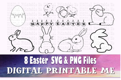 Easter svg, Illustration, Drawing, simple outline, silhouette bundle,