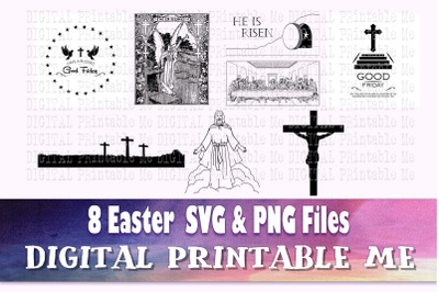 Easter svg, silhouette bundle, Illustration, PNG clip art, 8 Religious