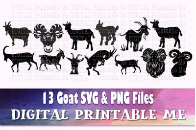 Goat svg, silhouette bundle, PNG, clip art, 13 Digital image graphics,