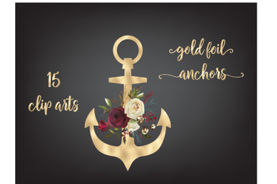 Gold Anchors with Flowers