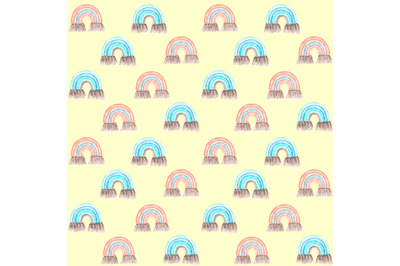 Rainbow watercolor seamless pattern. Baby funny pattern. Watercolor ra