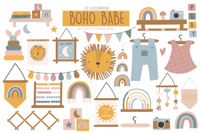 Boho Babe clipart set