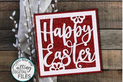 Happy Easter cut out card svg paper cut template