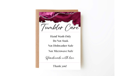 Burgundy Tumbler Care Card, Print and Cut