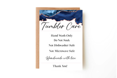 Blue Tumbler Care Card, Print and Cut