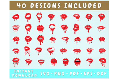 40 Dripping Lips SVG Bundle&2C; Cricut Cut Files