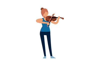 Woman musician. Classic female violinist character in with violin play