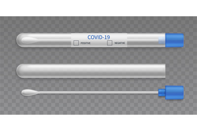 Test tube swab. Realistic microbiological medical test, diagnostic lab