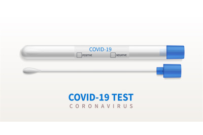 Virus test swab. 3d laboratory tests tube&2C; medical blank container&2C; an