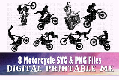 Motorcycle, svg bundle, silhouette, PNG, clip art, 5 Digital, biker, m