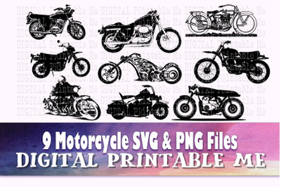 Motorcycle&2C; svg bundle&2C; silhouette&2C; PNG&2C; clip art&2C; 9 Digital&2C; biker&2C; m