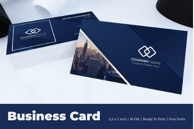 Block Blue Business Card Template