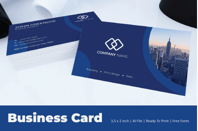Blue Circular Business Card Template