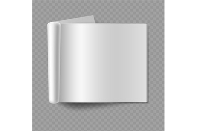 Blank empty horizontal album mockup. Realistic open magazine paper she