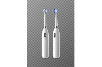 Electric toothbrush. Realistic dentistry accessory front and side view