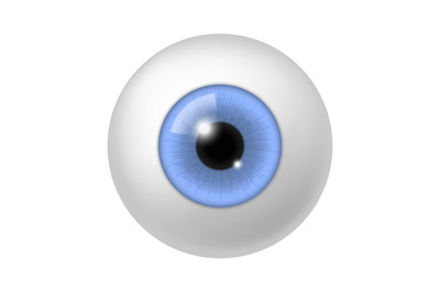 Realistic human eyeball. Anatomy blue eye close up element, 3d round i