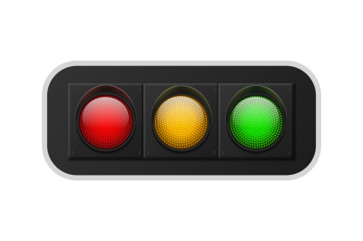 Realistic traffic lights. Urban street regulation system signals with