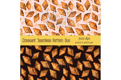 Two  croissant seamless patterns