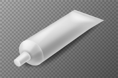 Tube of toothpaste or cream. Realistic white blank package mockup&2C; med