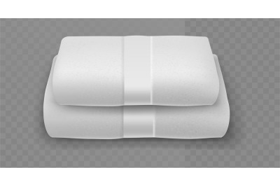 White stacked towels. Realistic soft cotton textile hygiene items. Bat