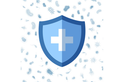 Shield protecting from virus and germ. Medical protective symbol&2C; heal