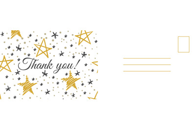 Thank you postcard. Abstract background with golden and gray hand draw