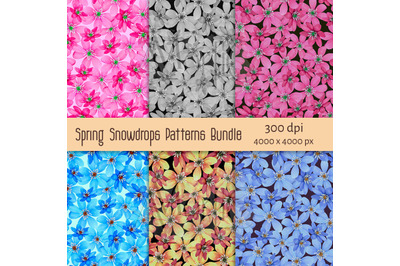 Spring Snowdrop Flower Patterns Bundle