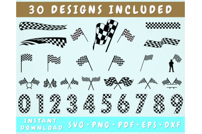 30 Checkered Flag SVG Bundle, Race Flag SVG, Cricut Cut Files