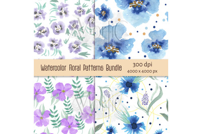 Watercolor Floral Patterns Bundle