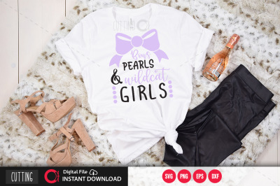 bows pearls &amp;amp; wildcat girls svg