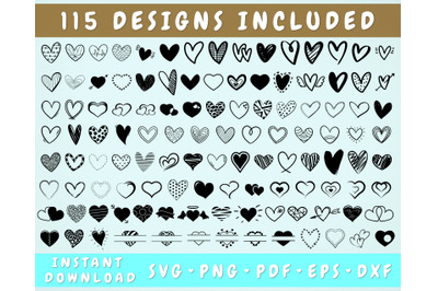 115 Hearts SVG Bundle, Cricut Cut Files