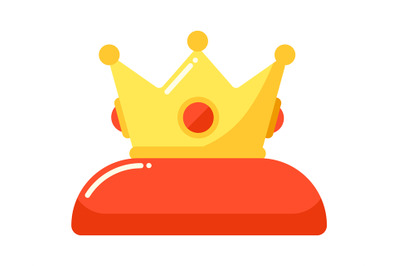 Golden crown king on red pillow isolated