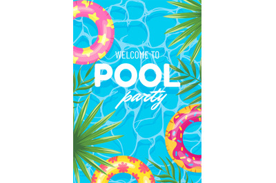 Banner swimming pool party welcome, top view