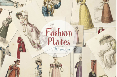 190 Vintage Hand colored Fashion Plates Mega Bundle Ephemera