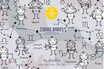 Hand Drawn Zodiac Baby | Boys &amp; Girls, Astrology Signs, Constellations