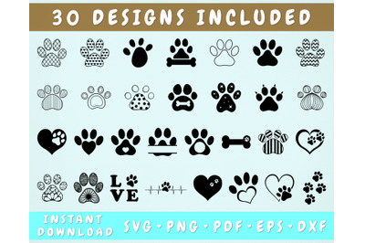 30 Dog Paw SVG Bundle&2C; Cricut Cut Files