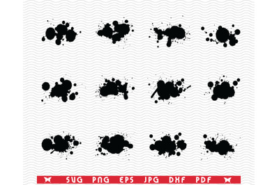 SVG Ink Stains, Black silhouettes digital clipart