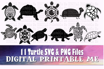 Turtle silhouette, SVG bundle, clip art pack, PNG 11 Images, Pack, tor