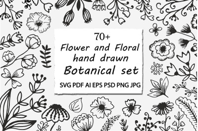 Flower. Flower Border Field Cut file. Flowers and botanical set.